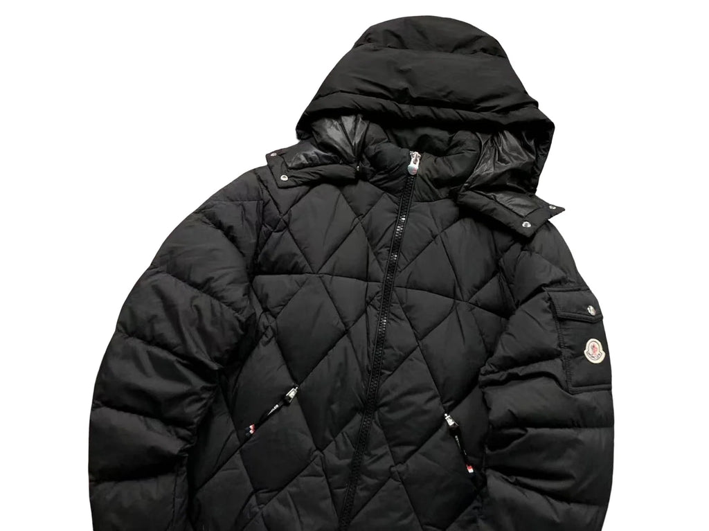Moncler Black Diamond-Quilted Hooded Puffer Jacket