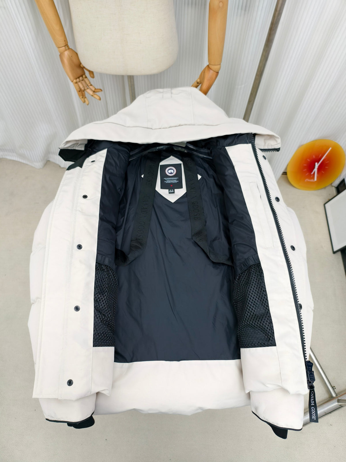 Canada Goose White Expedition Parka with Fur-Trimmed Hood