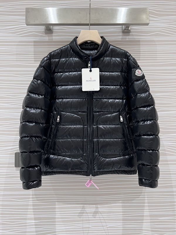 Moncler Black Slim-Fit Glossy Hoodless Down Jacket