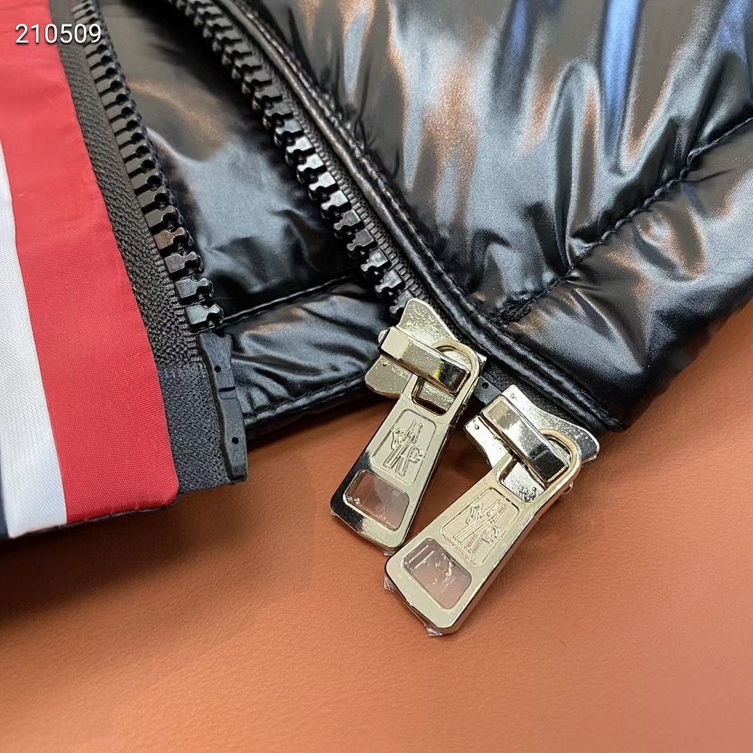 Moncler Black Glossy Down Puffer Jacket with Detachable Hood