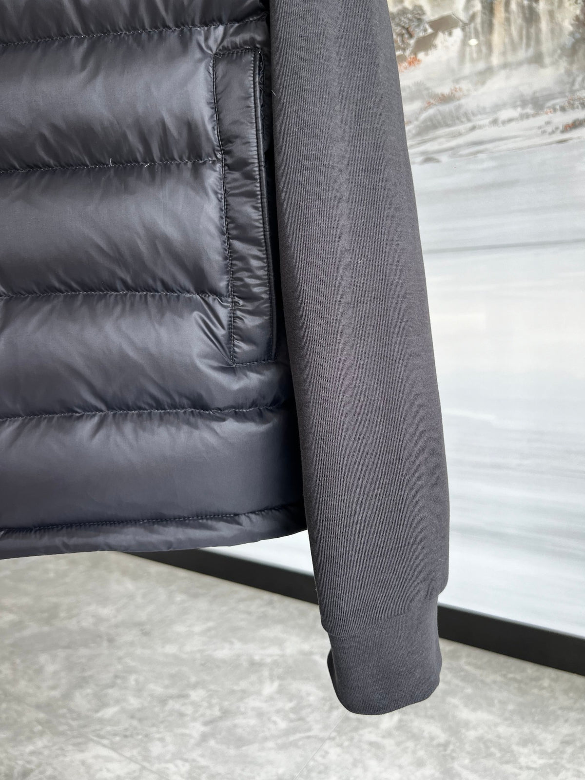 Moncler Black Down-Front Hooded Hybrid Jacket