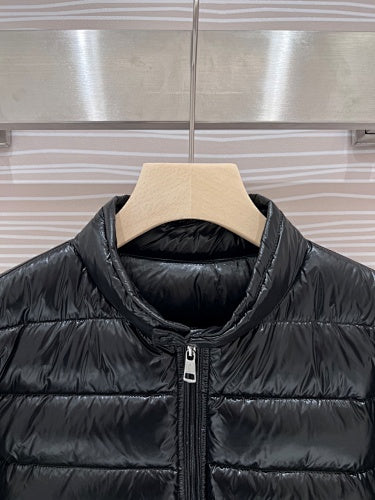 Moncler Black Slim-Fit Glossy Hoodless Down Jacket