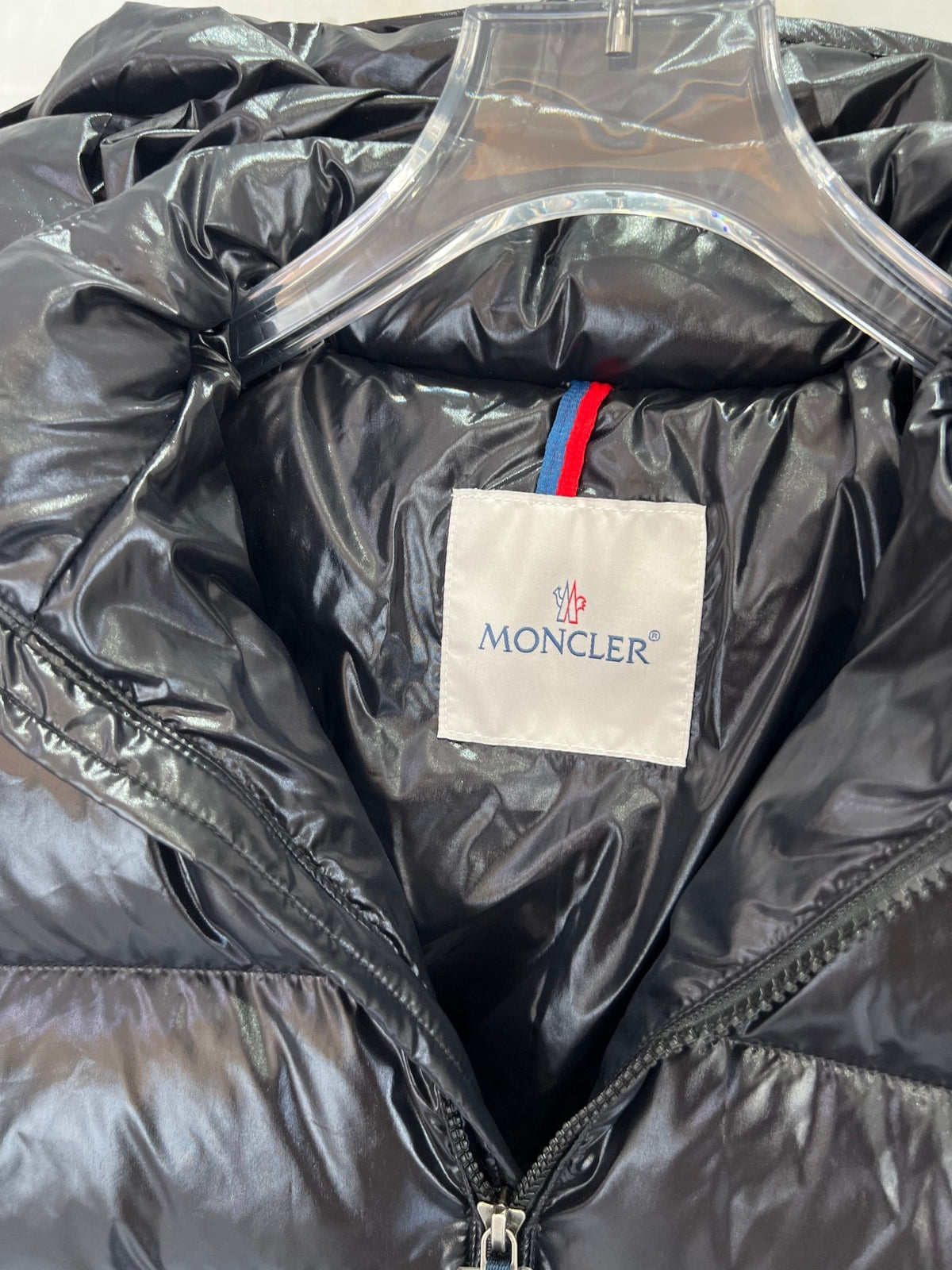 Moncler Black Glossy Classic Hooded Down Jacket