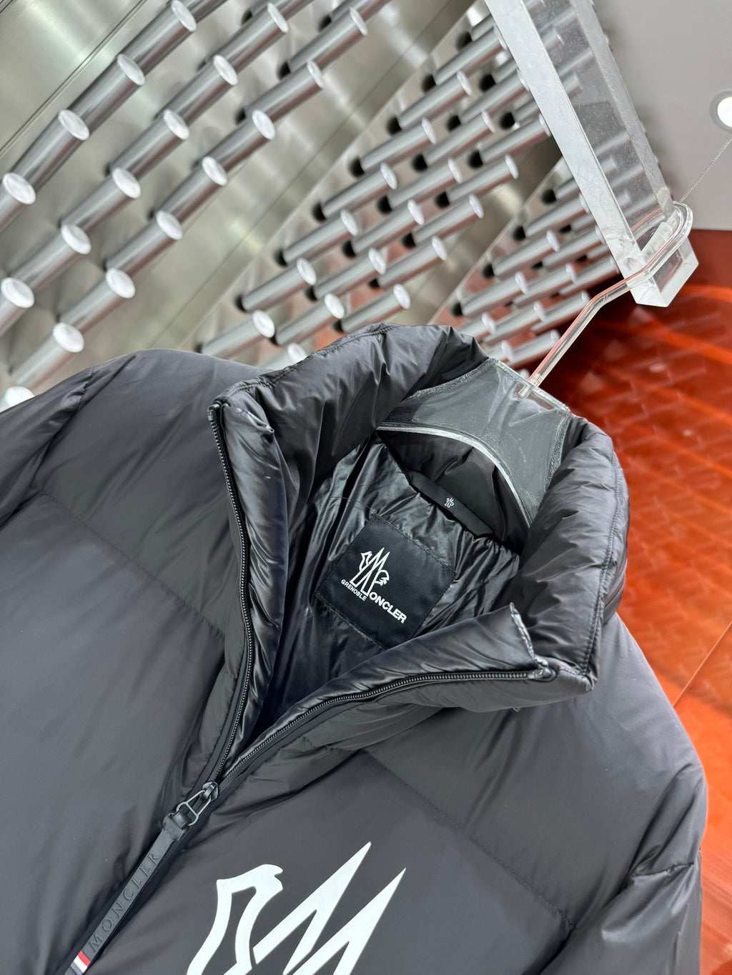 Moncler Grenoble Graphite Alpine-Logo Technical Down Ski Jacket