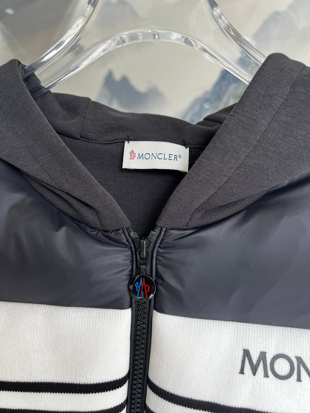 Moncler Black Down-Front Hooded Hybrid Jacket