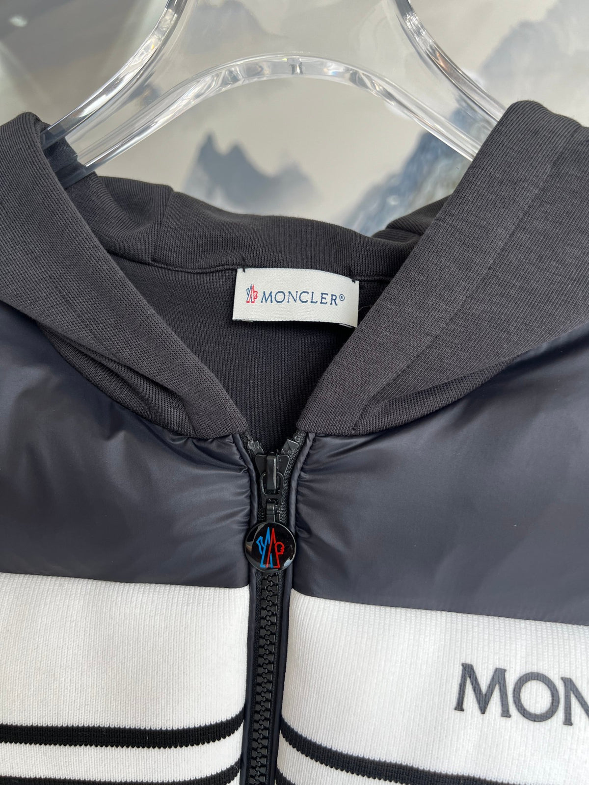 Moncler Black Down-Front Hooded Hybrid Jacket