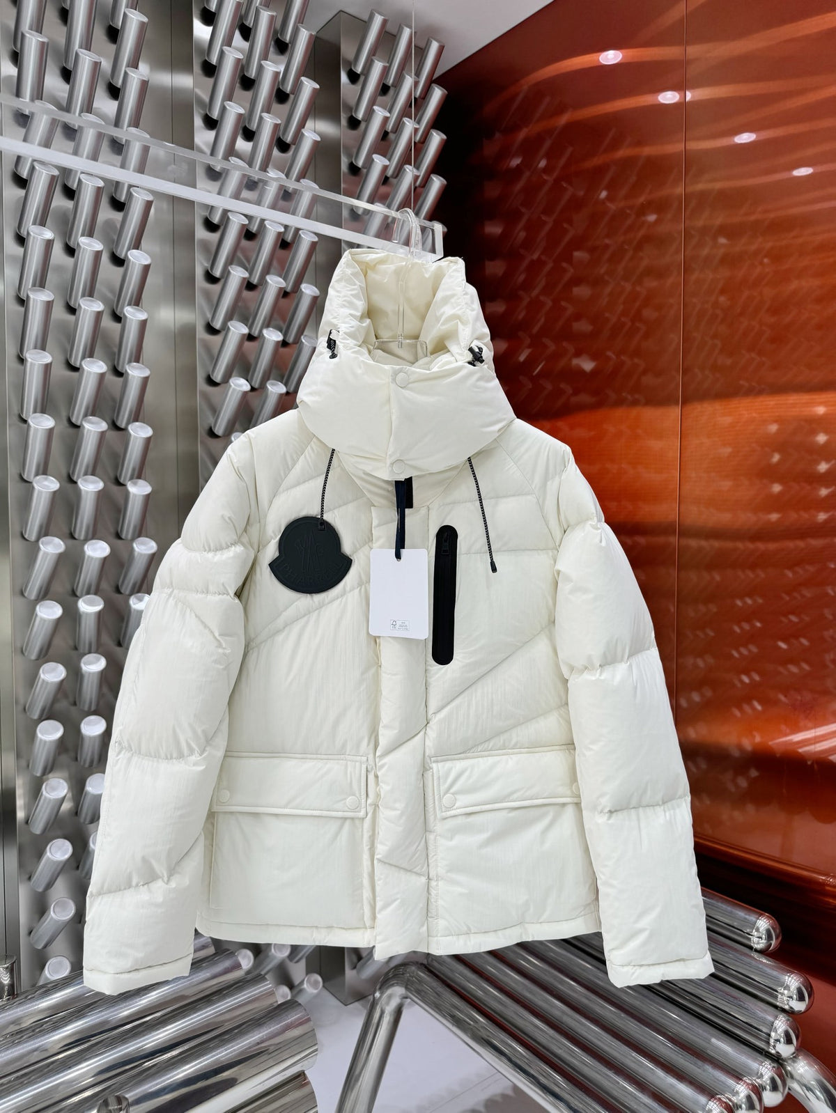 Moncler White Oversized Matte Hooded Down Puffer Jacket