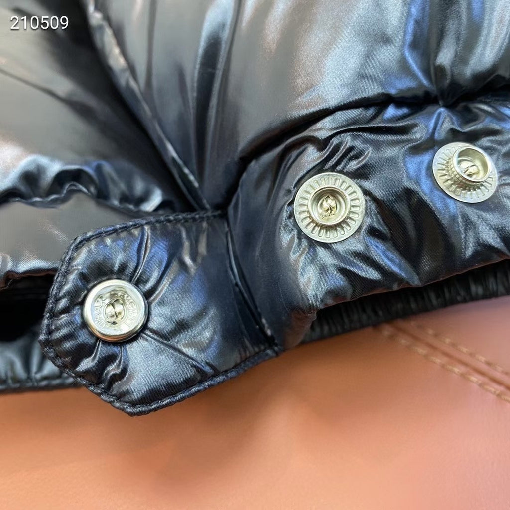 Moncler Black Glossy Down Puffer Jacket with Detachable Hood