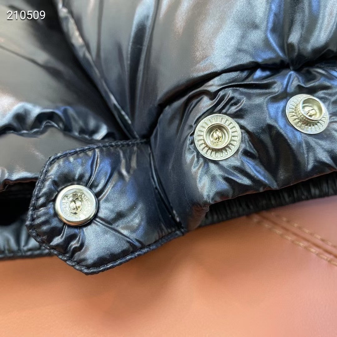Moncler Black Glossy Down Puffer Jacket with Detachable Hood
