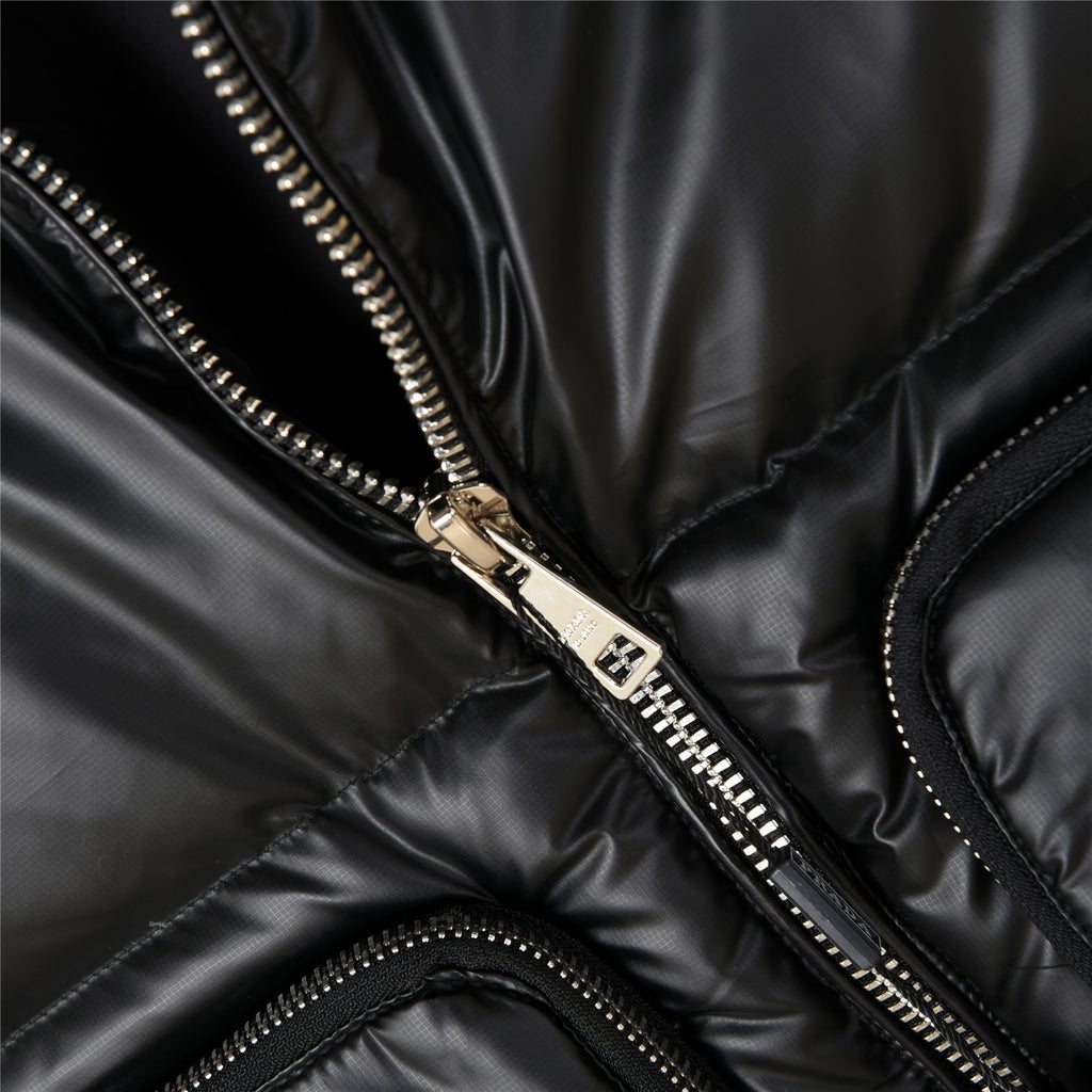 Moncler Black Glossy Hooded Down Puffer Vest