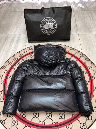 Canada Goose Black Glossy Hooded Down Puffer Jacket
