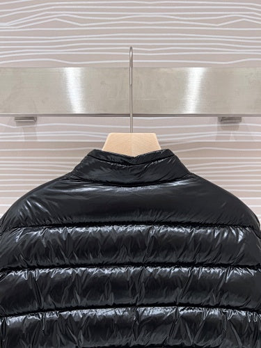 Moncler Black Slim-Fit Glossy Hoodless Down Jacket