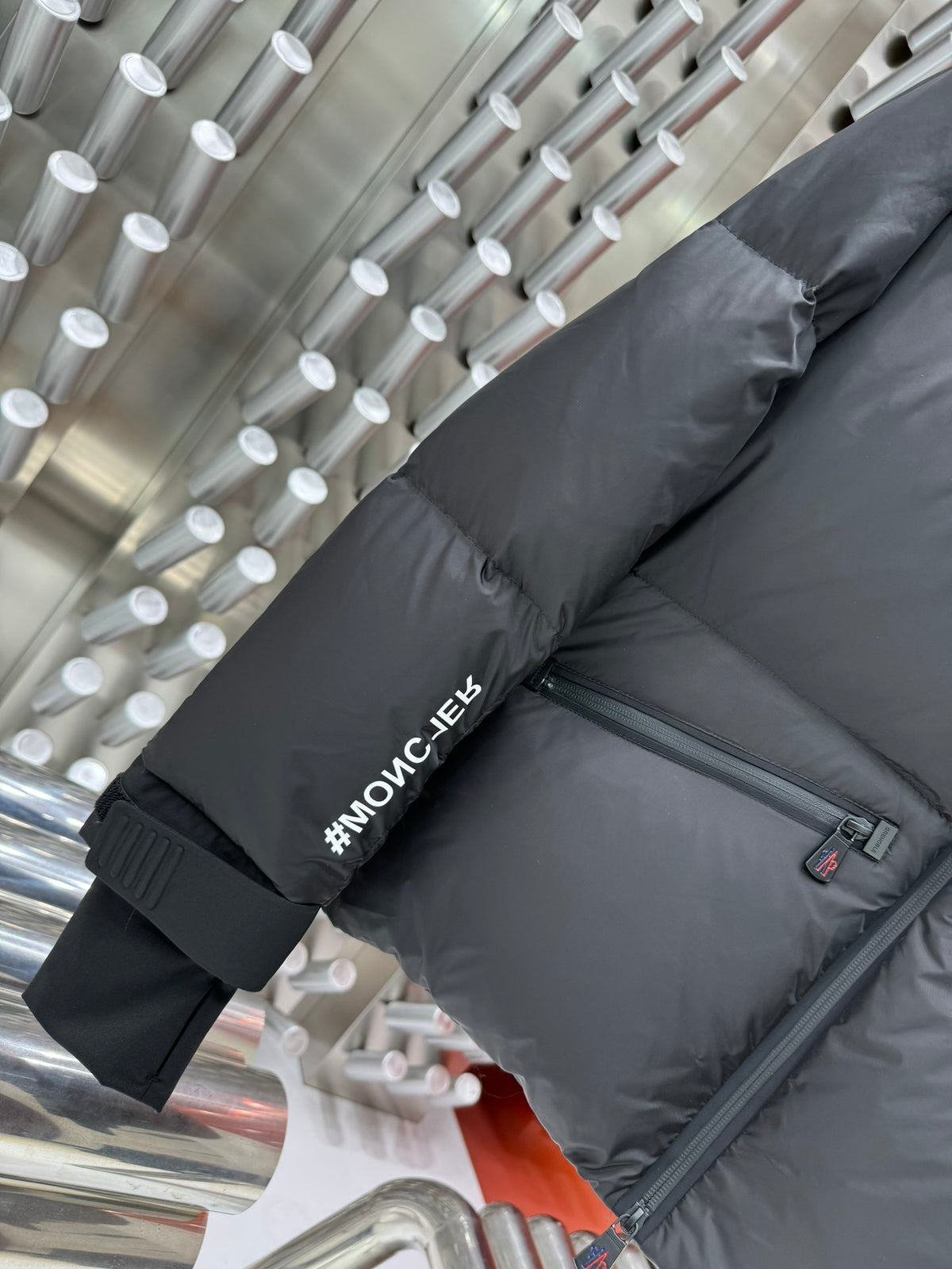 Moncler Grenoble Graphite Alpine-Logo Technical Down Ski Jacket