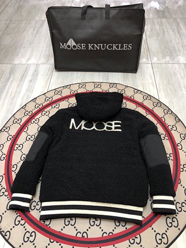 Moose Knuckles White Sherpa Hooded Zip Jacket with Tote Bag