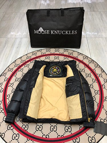 Moose Knuckles Light Grey Glossy Puffer Down Jacket with Dust Bag