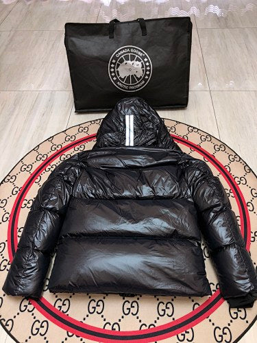 Canada Goose Black Glossy Hooded Down Puffer Jacket
