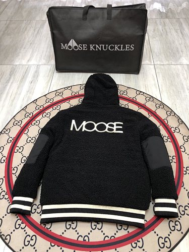 Moose Knuckles White Sherpa Hooded Zip Jacket with Tote Bag