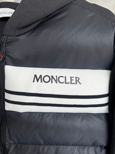 Moncler Black Down-Front Hooded Hybrid Jacket