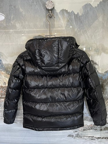 Moncler Black Glossy Classic Hooded Down Jacket