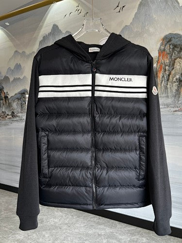 Moncler Black Down-Front Hooded Hybrid Jacket