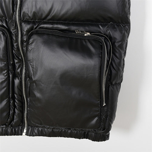 Moncler Black Glossy Hooded Down Puffer Vest
