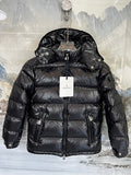 Moncler Black Glossy Classic Hooded Down Jacket