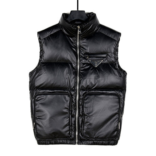 Moncler Black Glossy Hooded Down Puffer Vest