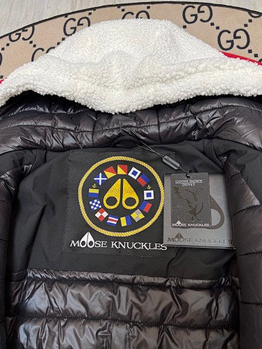 Moose Knuckles White Sherpa Hooded Zip Jacket with Tote Bag