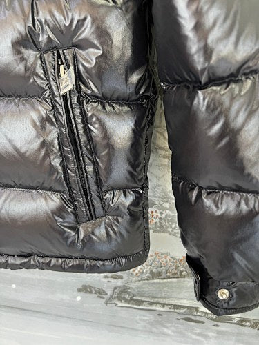 Moncler Black Glossy Classic Hooded Down Jacket