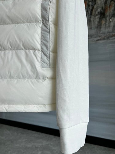 Moncler White Down-Front Hooded Hybrid Jacket