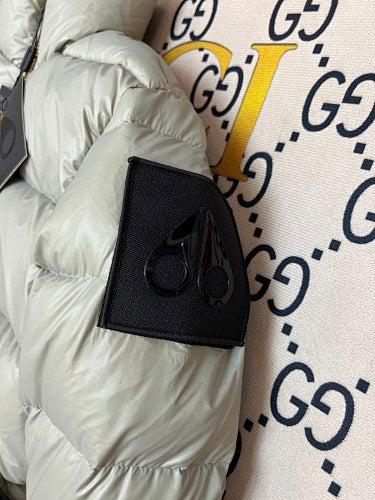 Moose Knuckles Light Grey Glossy Puffer Down Jacket with Dust Bag