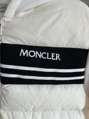 Moncler White Down-Front Hooded Hybrid Jacket
