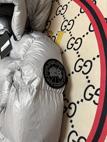 Canada Goose Silver Metallic Glossy Down Jacket