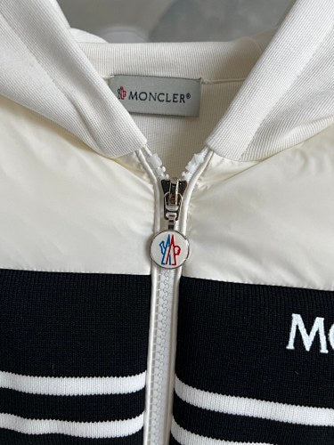 Moncler White Down-Front Hooded Hybrid Jacket