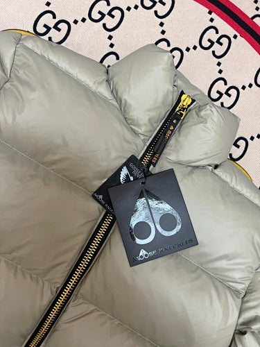 Moose Knuckles Light Grey Glossy Puffer Down Jacket with Dust Bag