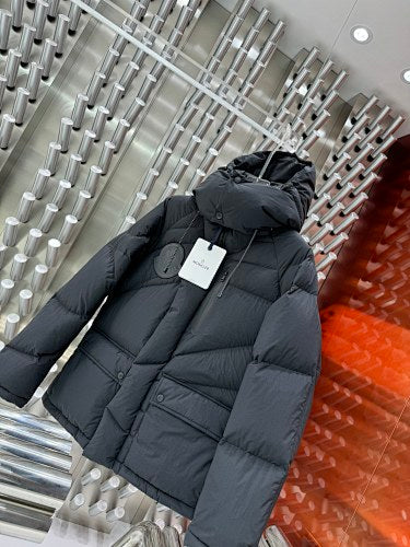 Moncler Charcoal Oversized Matte Hooded Down Puffer Jacket