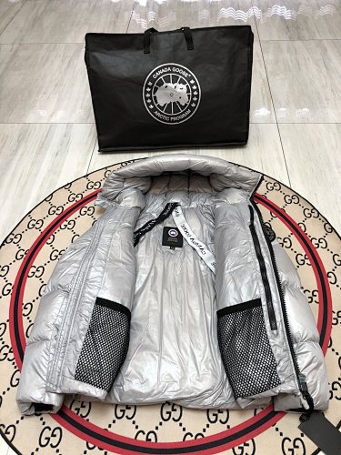 Canada Goose Silver Metallic Glossy Down Jacket
