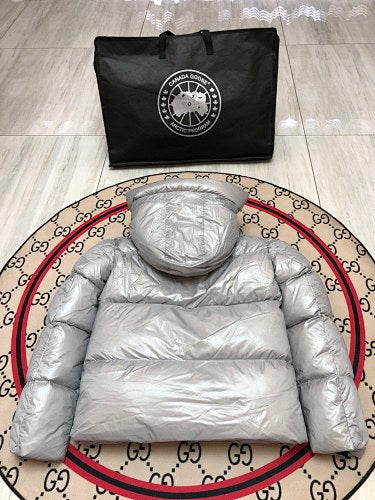 Canada Goose Silver Metallic Glossy Down Jacket