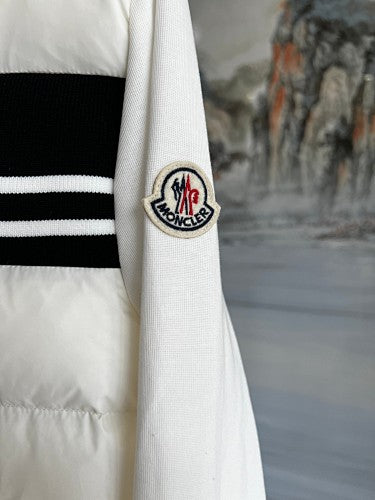 Moncler White Down-Front Hooded Hybrid Jacket