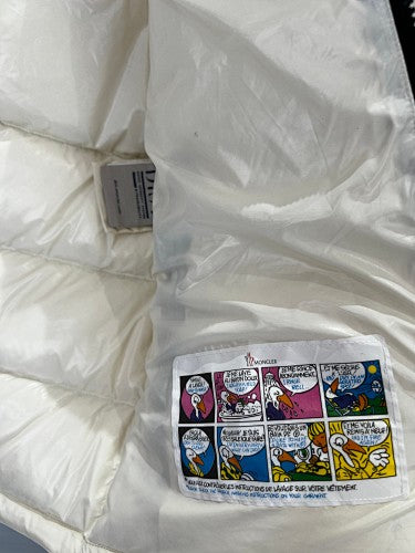 Moncler Cream Glossy Hooded Down Jacket