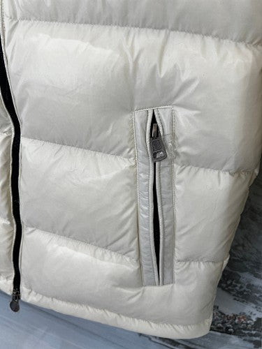 Moncler Cream Glossy Hooded Down Jacket
