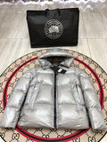 Canada Goose Silver Metallic Glossy Down Jacket