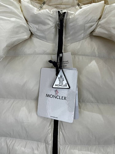 Moncler Cream Glossy Hooded Down Jacket