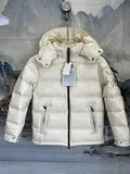 Moncler Cream Glossy Hooded Down Jacket