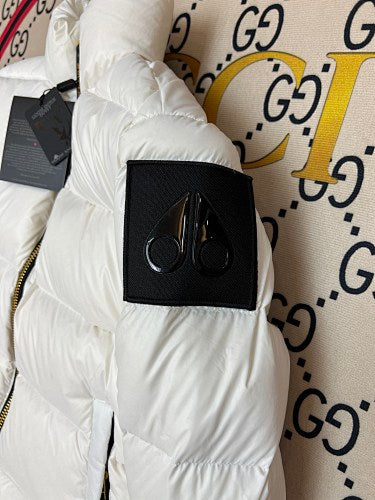 Moose Knuckles White Glossy Puffer Down Jacket with Dust Bag