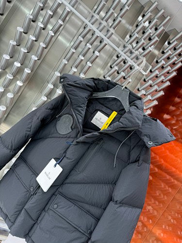 Moncler Charcoal Oversized Matte Hooded Down Puffer Jacket