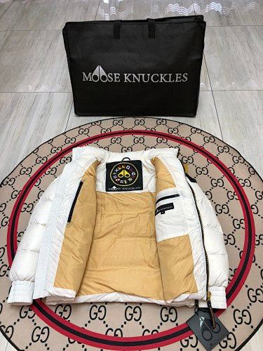 Moose Knuckles White Glossy Puffer Down Jacket with Dust Bag