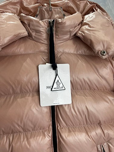 Moncler Rose Gold Glossy Hooded Down Jacket
