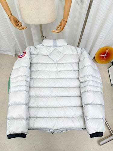Canada Goose White Hoodless Down Bomber Jacket