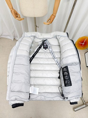 Canada Goose White Hoodless Down Bomber Jacket